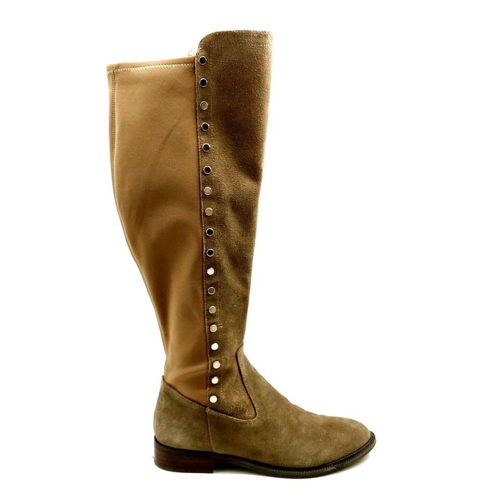Marc Fisher Shoes Womens Panya Suede Wide Calf Tall Riding Boots Biege 6